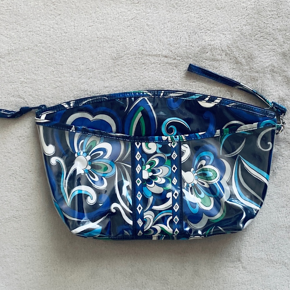 Vera Bradley Grande Plastic Coated Large Cosmetic Bag Mediterranean Blue